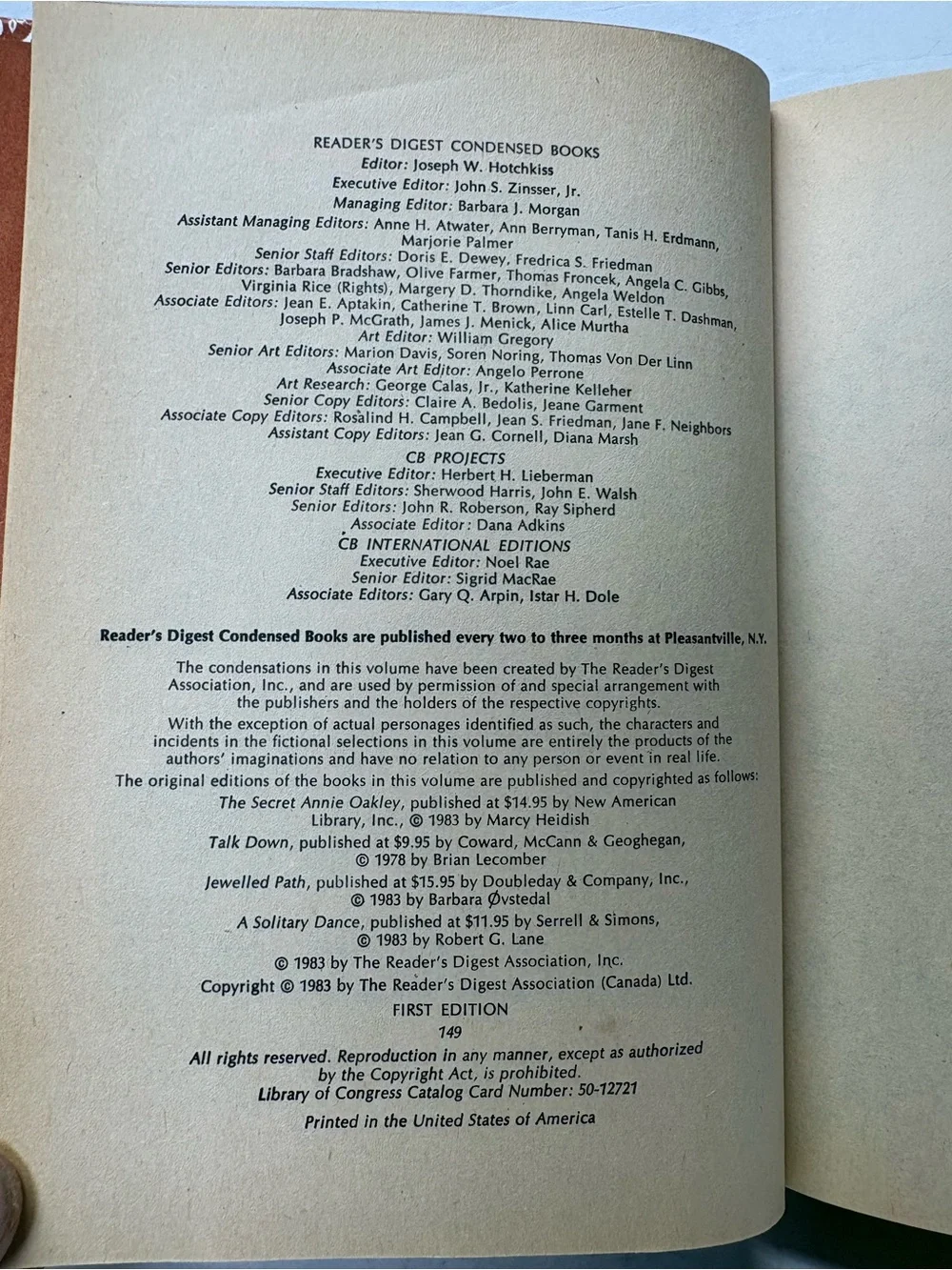 READER'S DIGEST CONDENSED BOOK Volume 4 1983 1st Edition